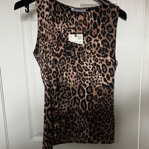 Sleeveless Leopard Print Bodycon Dress in Brown & Black